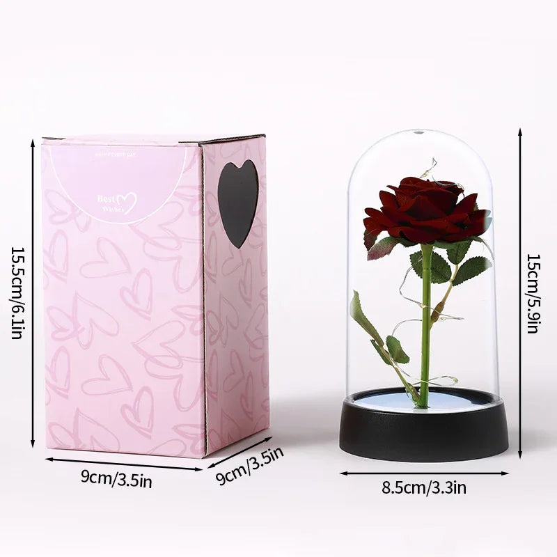 Eternal Rose in Glass Dome – LED Light Flower Gift for Valentine’s Day