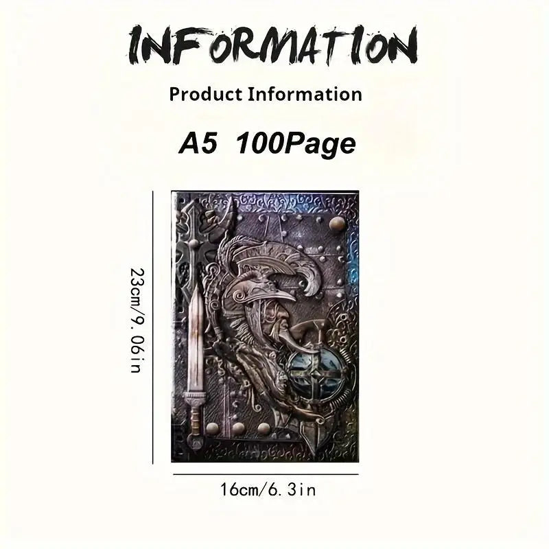 Vintage Embossed Leather Journal – A5 Retro Writing Notebook