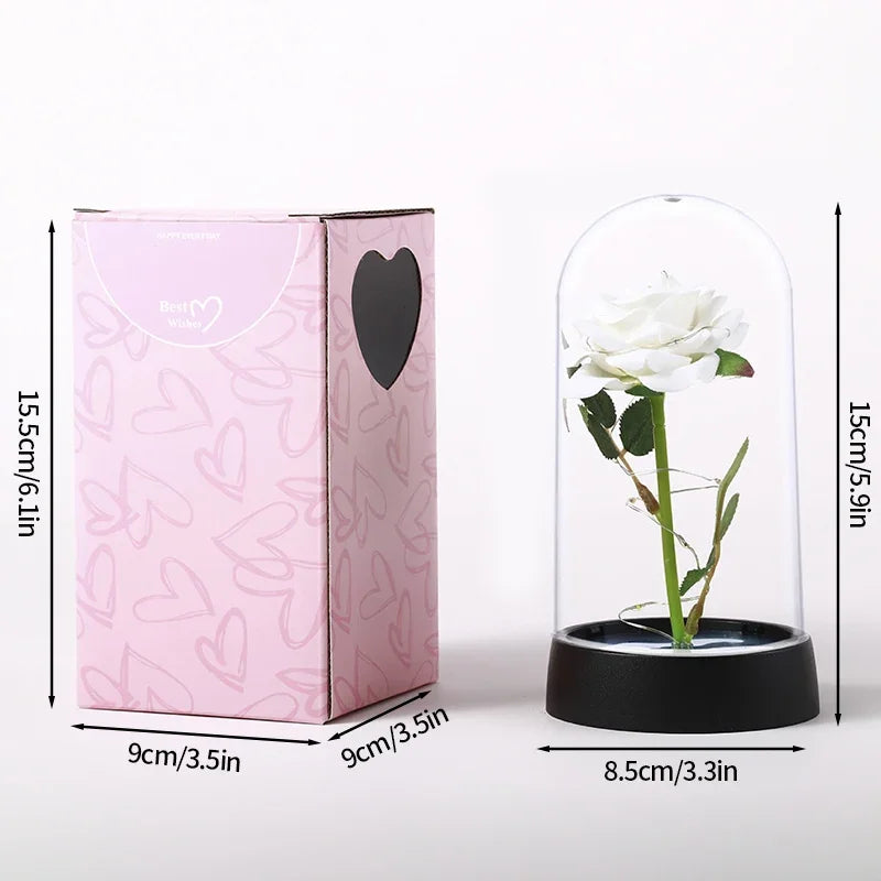 Eternal Rose in Glass Dome – LED Light Flower Gift for Valentine’s Day