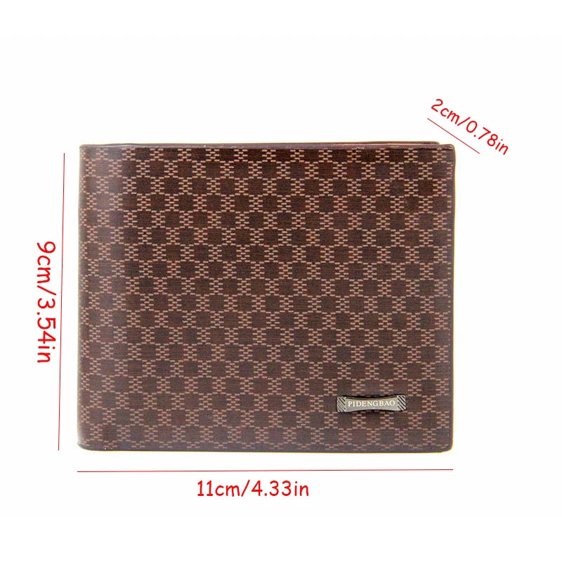 Men's PU Leather Short Wallet – Credit Card & ID Holder Billfold