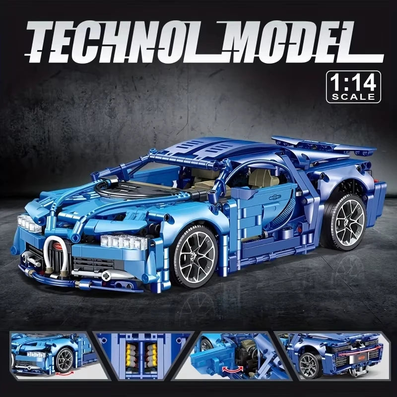 ToylinX Blue Sports Car Building Kit – 1:14 Scale Model, 1259pcs