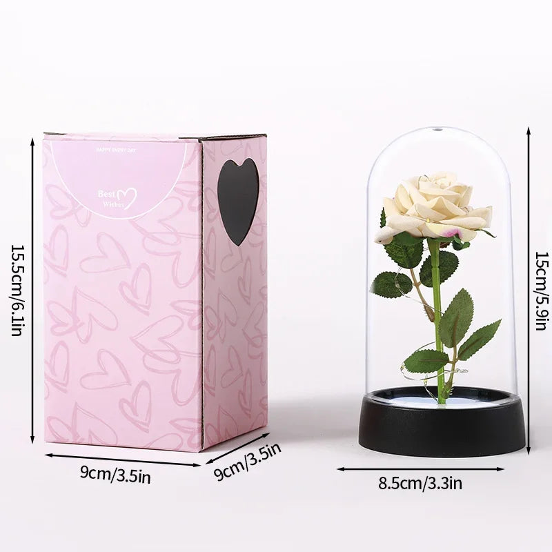 Eternal Rose in Glass Dome – LED Light Flower Gift for Valentine’s Day