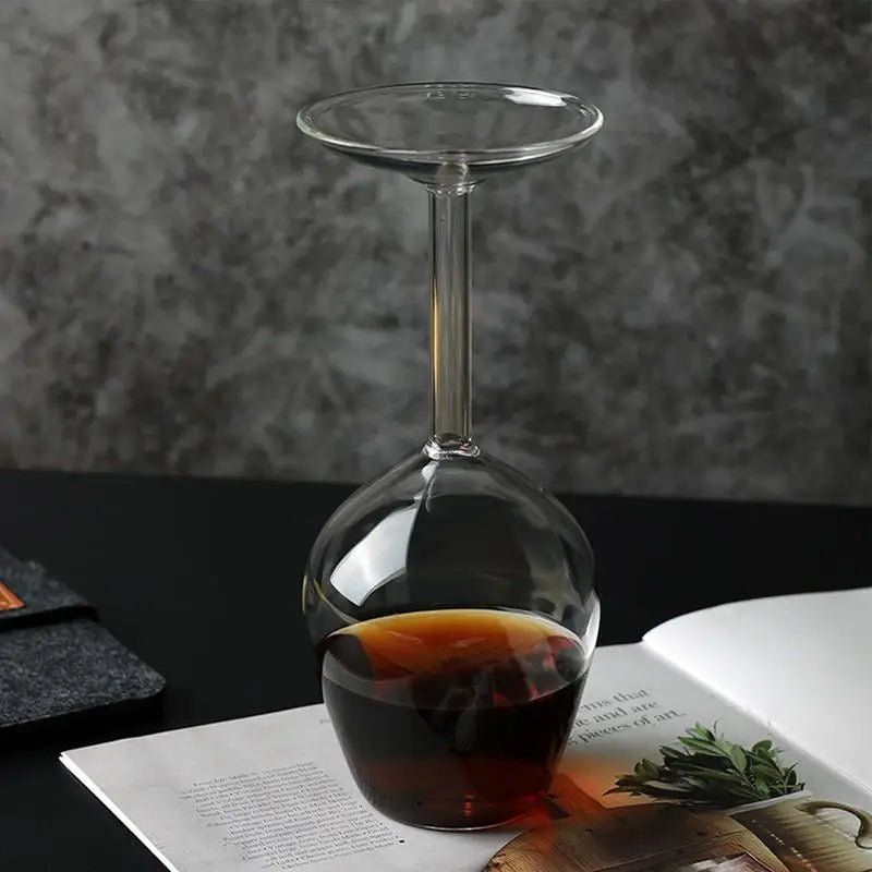 Upside Down Wine Glass 400ml – Long Stem Red Wine Cup Unique Gift