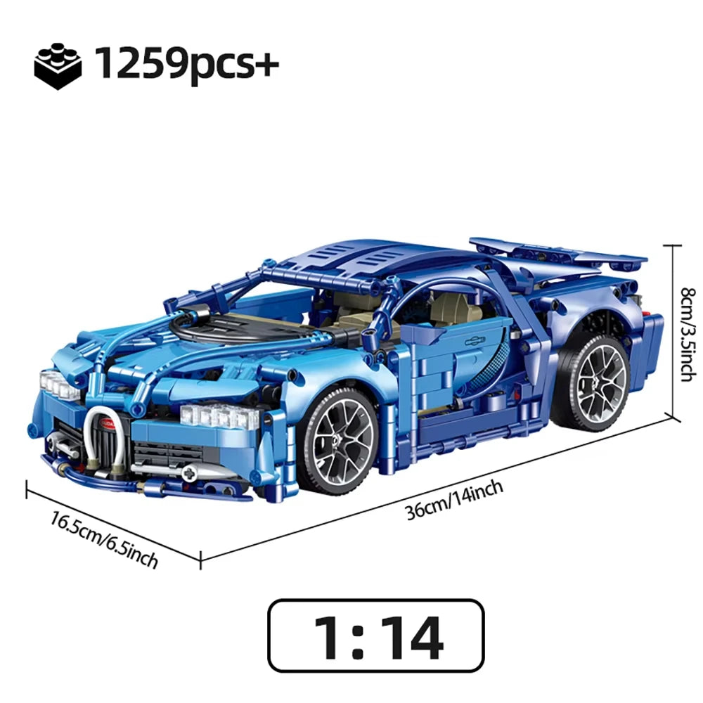 ToylinX Blue Sports Car Building Kit – 1:14 Scale Model, 1259pcs