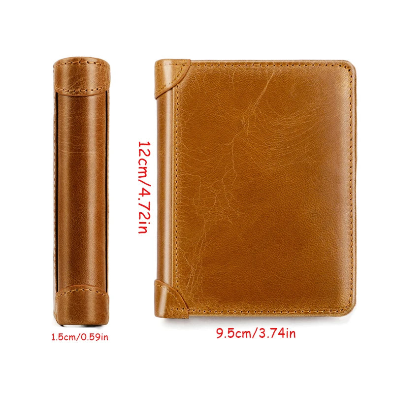 Men's Premium Leather Bifold Wallet – RFID Blocking Card Holder with ID Window