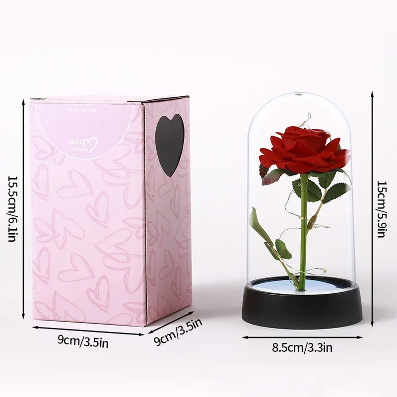 Eternal Rose in Glass Dome – LED Light Flower Gift for Valentine’s Day