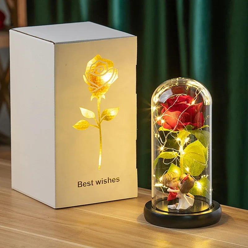 Eternal Rose in Glass Dome – LED Light Flower Gift for Valentine’s Day