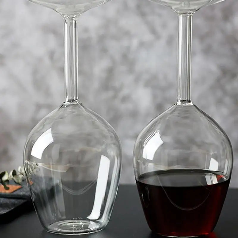 Upside Down Wine Glass 400ml – Long Stem Red Wine Cup Unique Gift