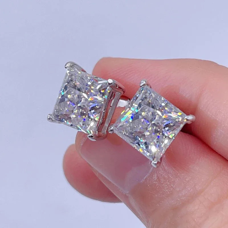 CUC Zircon Square Stud Earrings 3–10MM – Screw/Push Back Fashion Jewelry Gift
