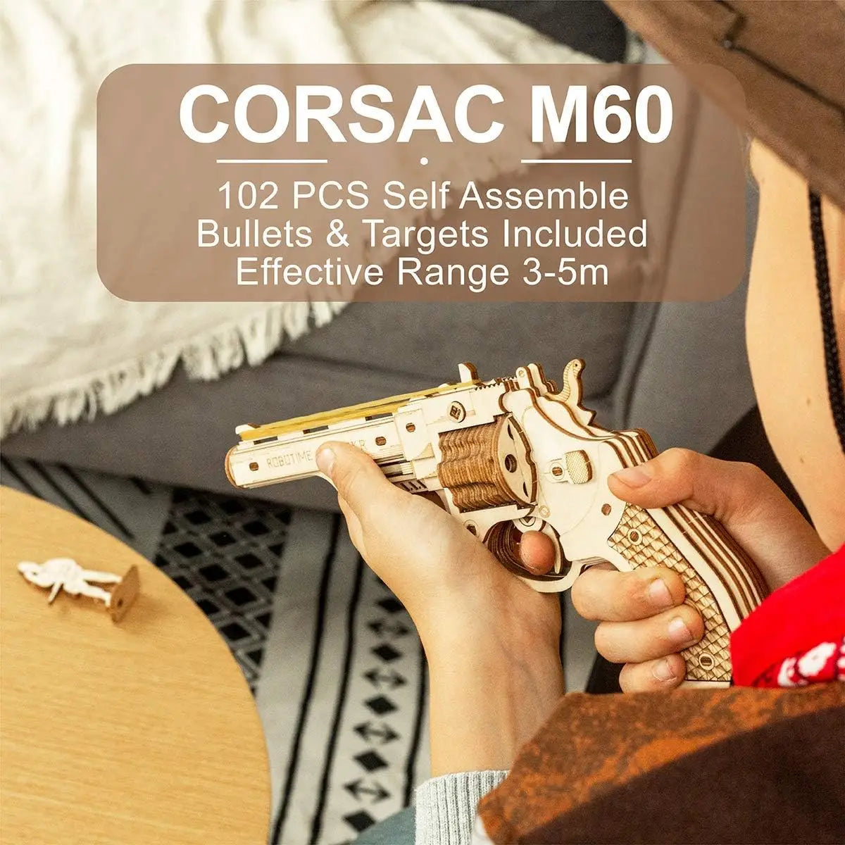 ROKR DIY Wooden Rubber Band Gun – 3D Puzzle Model Kit