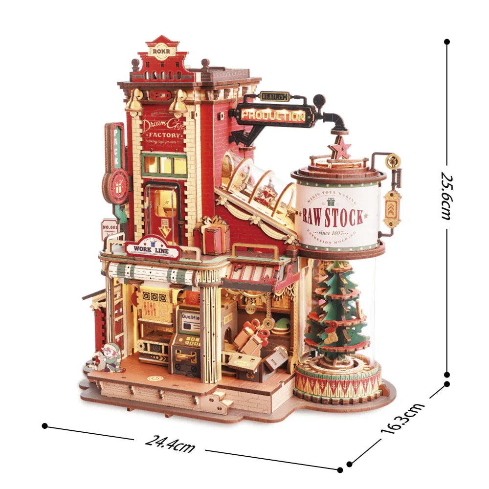 ROKR Wooden Music Box – Christmas Dream Gift Factory 3D Puzzle Kit