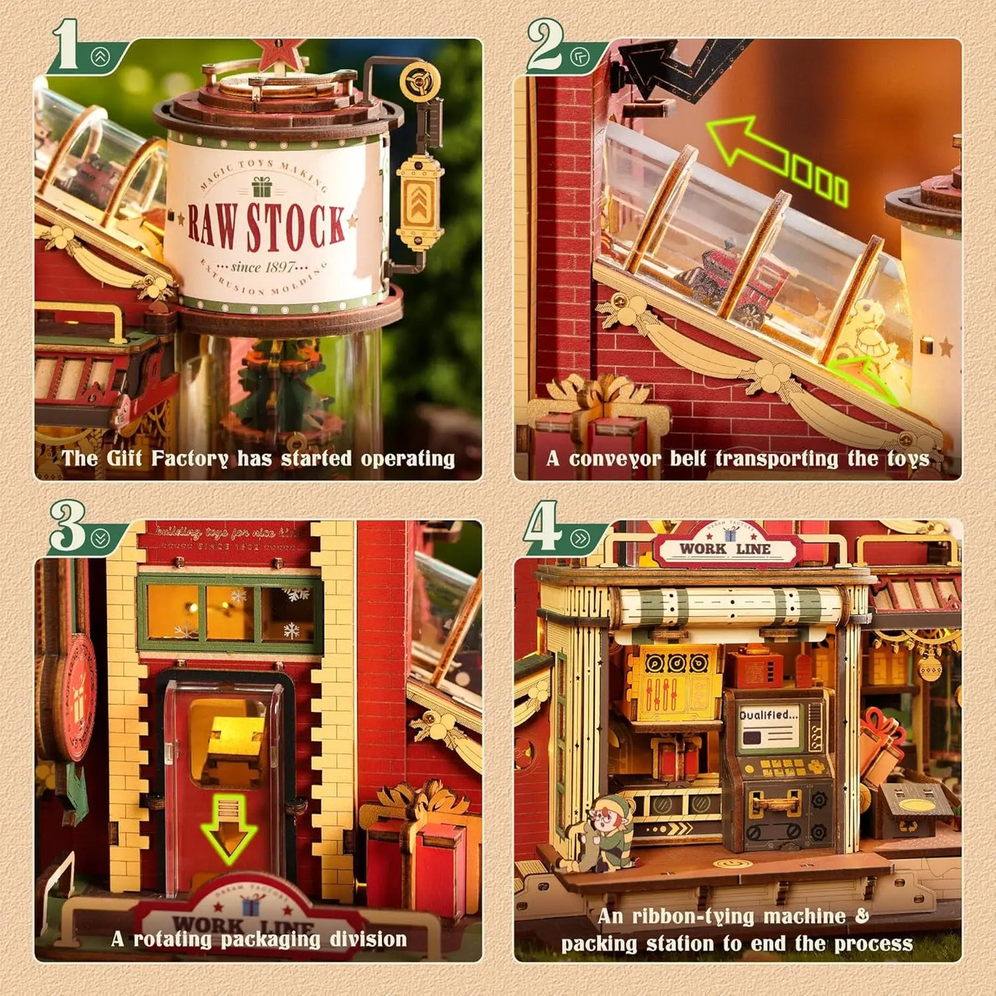 ROKR Wooden Music Box – Christmas Dream Gift Factory 3D Puzzle Kit