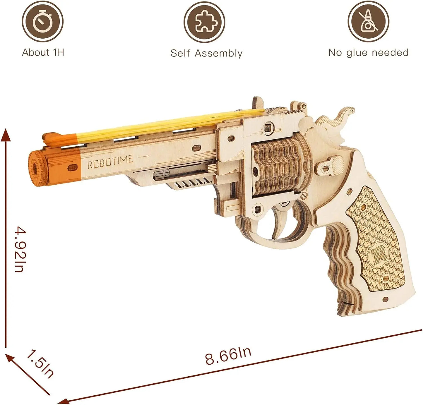 ROKR DIY Wooden Rubber Band Gun – 3D Puzzle Model Kit