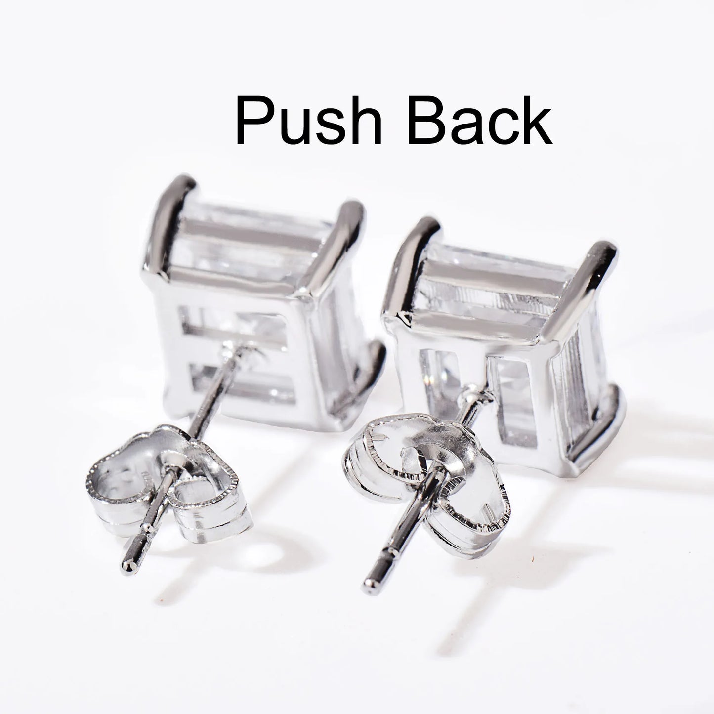 CUC Zircon Square Stud Earrings 3–10MM – Screw/Push Back Fashion Jewelry Gift