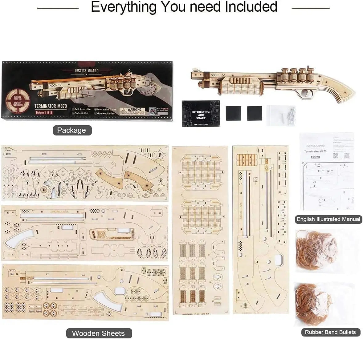 ROKR DIY Wooden Rubber Band Gun – 3D Puzzle Model Kit