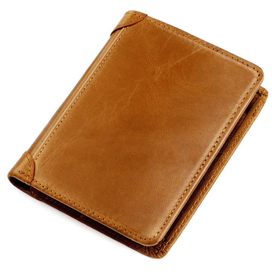 Men's Premium Leather Bifold Wallet – RFID Blocking Card Holder with ID Window