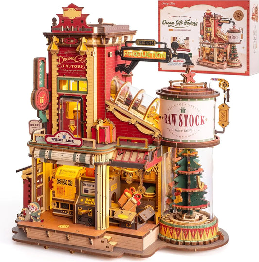 ROKR Wooden Music Box – Christmas Dream Gift Factory 3D Puzzle Kit