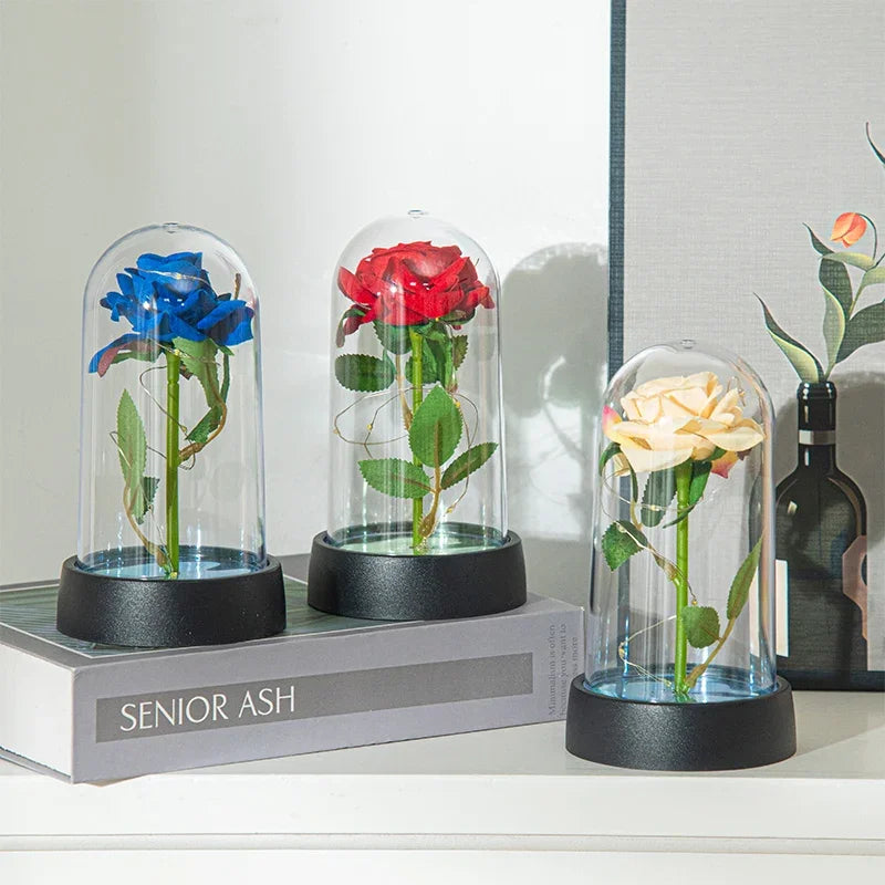 Eternal Rose in Glass Dome – LED Light Flower Gift for Valentine’s Day