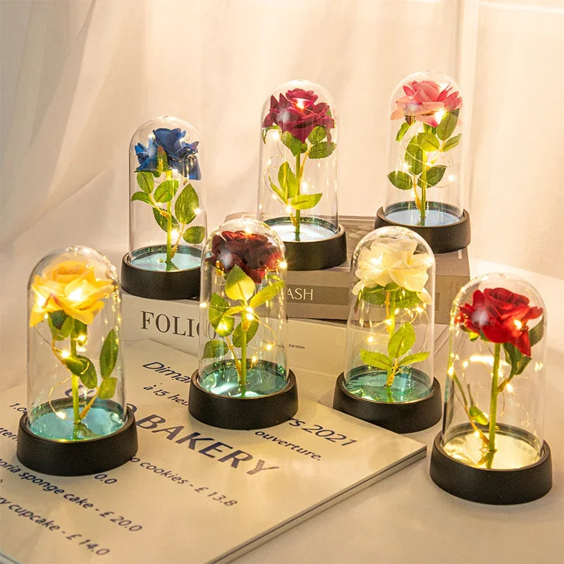 Eternal Rose in Glass Dome – LED Light Flower Gift for Valentine’s Day