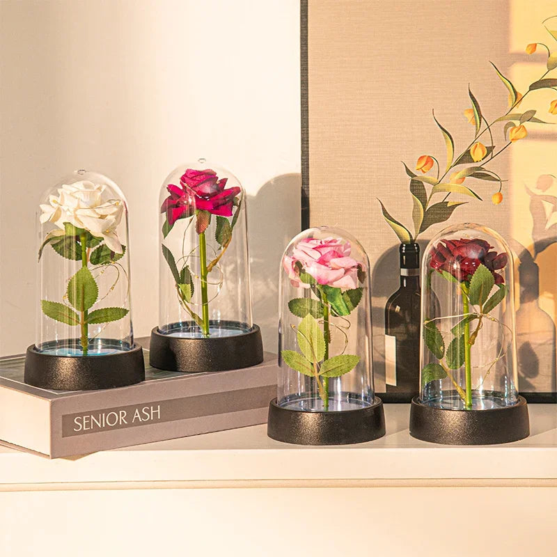 Eternal Rose in Glass Dome – LED Light Flower Gift for Valentine’s Day